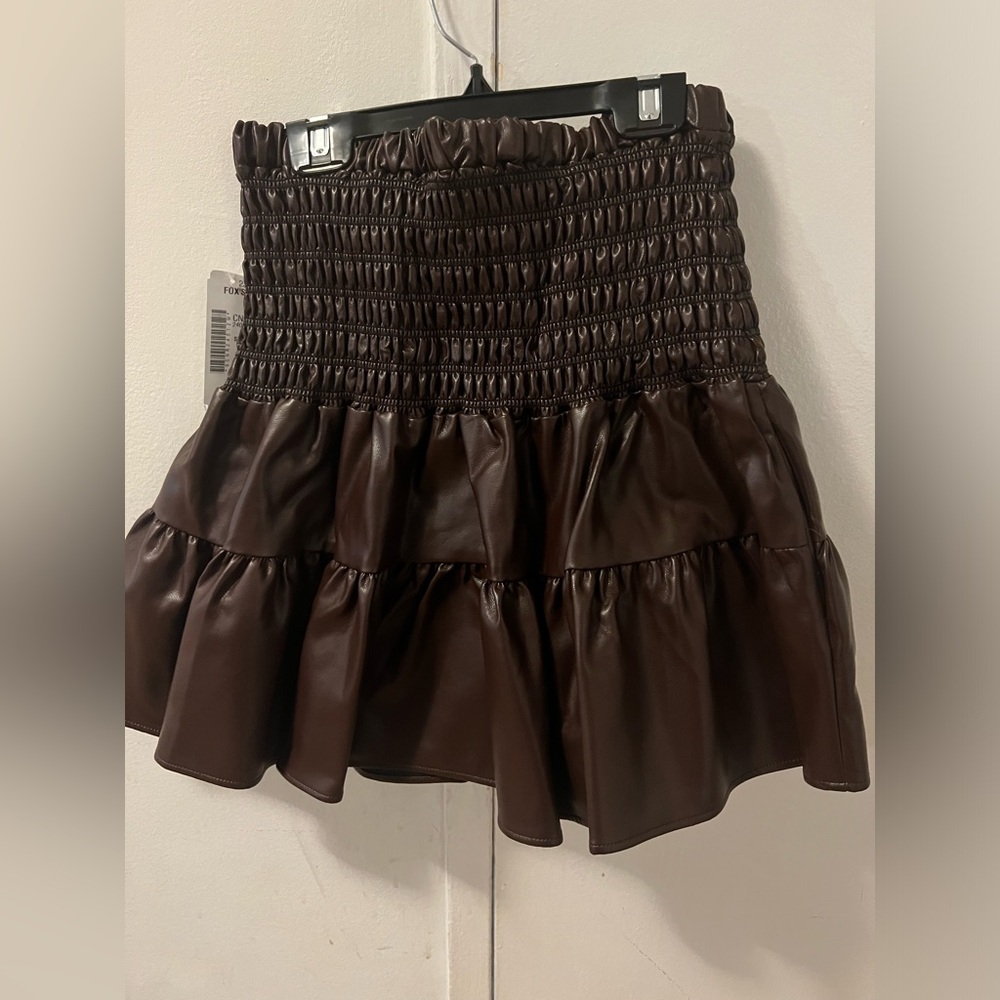 Chocolate Brown Faux leather Mini Skirt NWT
